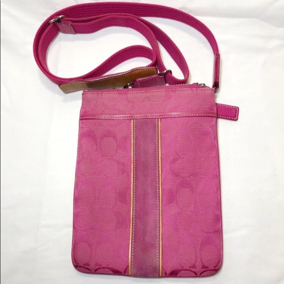 Coach Bags Authentic Coach Signature Stripe Pink Crossbody Poshmark